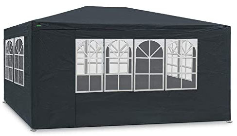 MaxxGarden Partyzelt - Festzelt - Bierzelt - 3x4m - 12m² Pavillon mit 4 aufrollbaren Seitenwänden - Wasserabweisend - UV-Schutz 50+ - Anthrazit