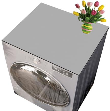 Tapis de Machine à Laver, Housse pour Lave Linge, Housse de Protection Machine à Lave, Protégez Votre Laveuse et Votre Sécheuse de la Poussière, Gris, 60 x 60cm
