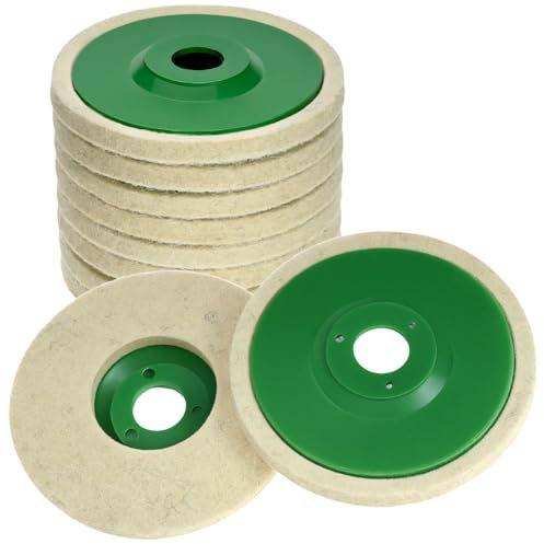 QWORK® 10 Piezas disco de pulido de fieltro de lana de 125 mm, discos amoladora, para pulir metal, acero inoxidable, madera, piedra