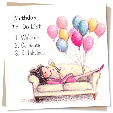 Birthday Cards for Women, Female, Mum, Daughter, Her, Friend - To-Do List