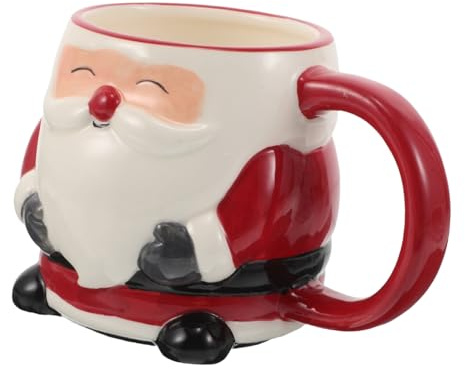 LIFKOME Taza Cerámica Navideña con Diseño de Papá Noel Pintado Mano Taza Festiva para Café Té o Caliente Resistente y Fácil de Limpiar para Adultos y Celebraciones Navideñas