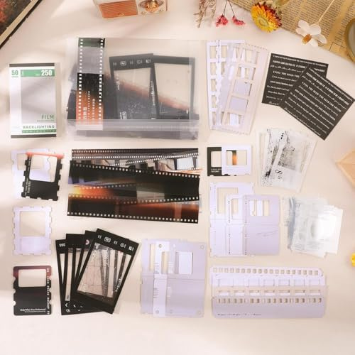 94Pcs Film Scrapbook Paper for Journaling Supplies Washi Stickers Memos Cards Waterproof Album Tape Stickers Vintage Photo Themed Scrapbooking Kits for Journal Planners Collage DIY Art Crafts Album