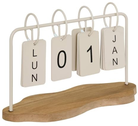 Atmosphera - Calendrier décoratif Fred 25x10x16cm - Beige
