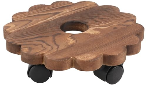 GRIRIW Soporte para Plantas Ruedas de Madera Maciza Redondo para Maceteros Pesados y Bonsáis, Bandeja Móvil Conveniente para Sala y Hogar