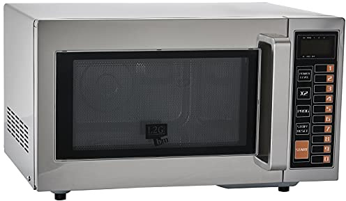 SARO MWO25P - Forno a microonde per la ristorazione, da 25 l, in acciaio inox, con fondo in ceramica, 3 livelli di potenza, 20 programmi, illuminazione interna, da 1000 W e 230 V