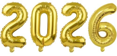 MIAHART 40 Pollici Numero Gigante 2026 Set di Palloncini Palloncino in Alluminio Oro 2026 Forniture per Decorazioni di Palloncini per Feste di Felice