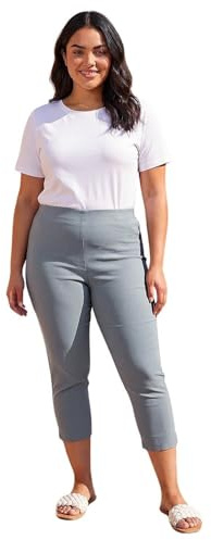 Roman Plus Size Cropped Trousers for Women UK Ladies Curve Capri Leggings Summer Pants Short Crop Stretch 3/4 Length Three Quarter Pedal Pusher Clothes Elasticated - Khaki - Size 2224