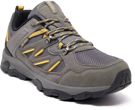 SILENTCARE Walking Shoes Mens Waterproof Low Rise Hiking Shoes Mens Non-Slip Lightweight Trekking Outdoor Shoes Camping Climbing (Grey UK 9.5)