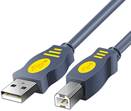 Qjin USB 2.0 Printer Cable for Canon Pixma MG3620, Epson EcoTank ET-2800 ET-2850 ET-4800, HP DeskJet 2723e, Brother, 10 Feet