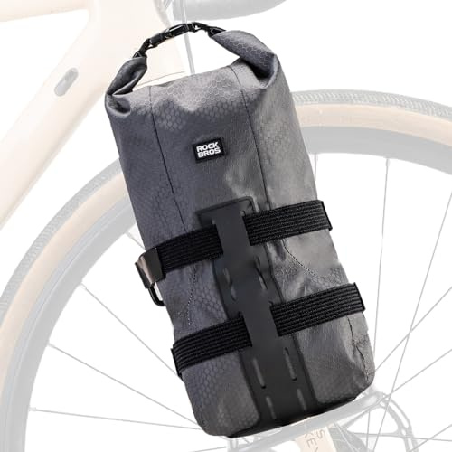 ROCKBROS Portaequipajes Delantero Bicicleta y Bolsa para Horquilla Resistente al Agua, Portabultos de Aluminio para Bikepacking Ciclismo