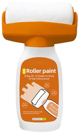 HOVCEH 500 g Wall Paint Touch Up White Roller, 2 in 1 Touch Up Paint White Roller, Wall Repair Roller Brush with Wall Repair Paste, Wall Repair Cream for Repairing Graffiti, Scratches, Stains