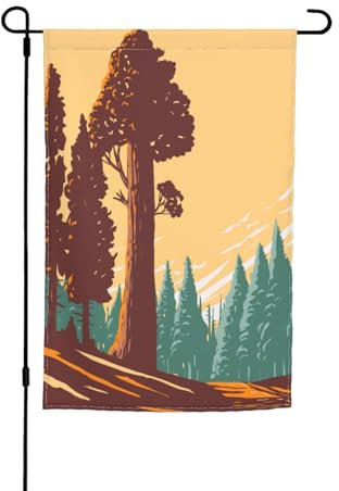 Bandera De Jardín La Secuoya Gigante Más Grande Del Parque Nacional Grant Grove Kings Canyon, California Bandera Resistente Al Viento La Lluvia Bandera De Patio Resistente A La Decoloración Flag