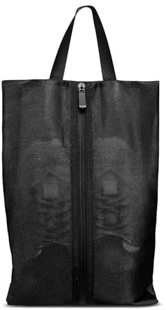 1 Pezzo Borsa per Scarpe da Viaggio, Sacchetti per Scarpe da Viaggio, Borsa per Scarpe in Nylon, Maniglia Robustà e Cerniera, Mesh TPU Impermeabile (39x22x8cm), Per Scarpe e Prodotti da bagno (Nero)