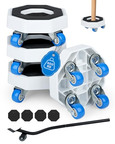 Roulettes pour Meubles avec Rainure Kit Roulette Charge Lourde et Leve Meuble Deplace Meuble sans Effort - Capacité 320kg - 360 Degrés Roue pour Canapé, Commodes, Lit, Armoire, Machine à Laver