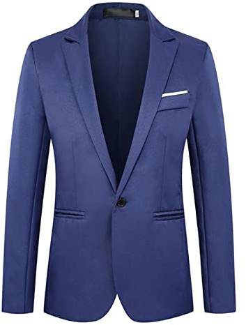 Generisch Sakko Chaqueta moderna de negocios para hombre, corte ajustado, chaqueta de boda, deportiva, ocio, chaqueta de traje regular para hombre, moda, monocolor, chaqueta de traje festivo