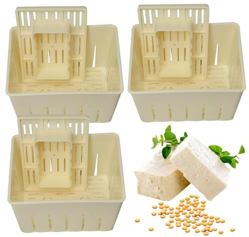 Hbbgdiy tofupress 3 st 13 x 10 x 9 cm matkvalitet PP tofu tillverkare och form, rektangulär gör-det-själv hemlagad ostpress köksredskap för eller osttillverkning, tyg ingår inte