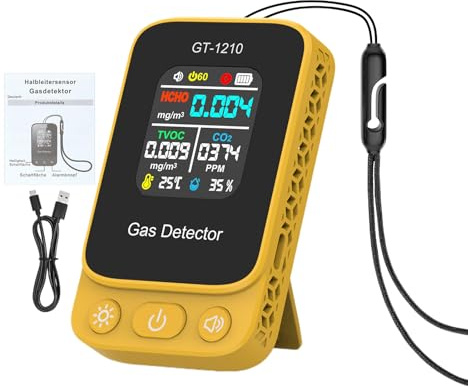 Sucritude Misuratori Qualità Aria per Interni,Rilevatore Portatile di Anidride Carbonica,Misuratore 'Aria Alimentato a Batteria con Temperatura e Umidità - per Casa Stanza Auto Hotel Scuola