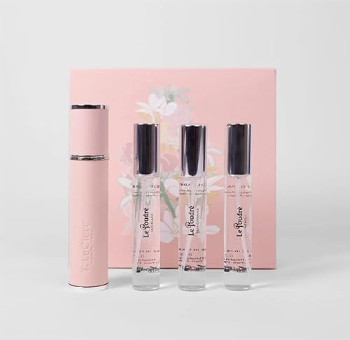 Le Poudré Coffret Parfum, 3 Flacons Roll-On, Étui Rose, Fragrance Florale