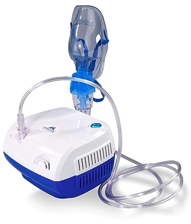 Mobiclinic®, Nebulizador con compresor, Neb-2, Portátil, Para niños y adultos, Bolsa de transporte. mini, Tratamiento enfermedades respiratorias, Máscaras varios tamaños, 5 filtros aire