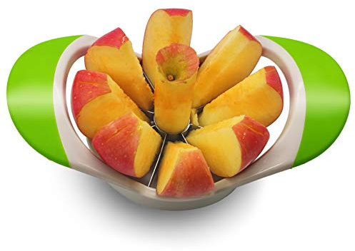 Beylos Easy Grip Apple Corer Slicer-Divider-Cutter-Wedger, Ergonomic Rubber Grip Handle, 8-Blades(Green)