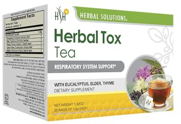 Natural Respiratory Support Tea - Herbal Cough Support with Eucalyptus & Thyme - 25 Tea Bags (2g Each) for Throat Comfort