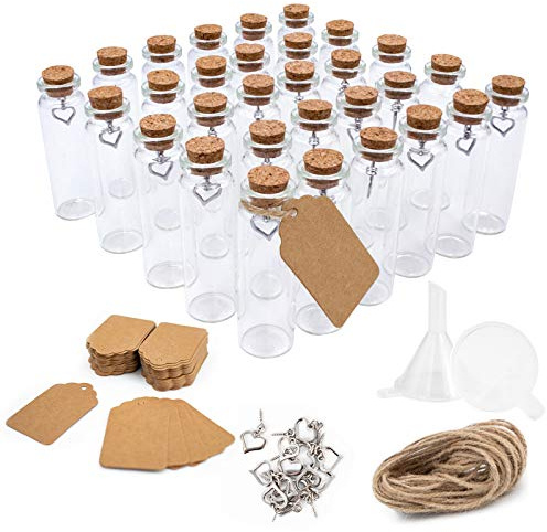 Surmounty kleine Gläser mit Korken,30 Stück Mini Glasflaschen mit Korken,20ml Kleine Fläschchen zum Befüllen für Hochzeit Party Zubehör Dekorationen Geschenke