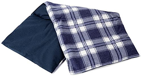 GIRAFFENLAND Rapssamenkissen 20x50cm groß 3-Kammer - Wärmekissen, Körnerkissen - Kissen - Flanell karo-blau, 50 x 20 cm, Rapssamen