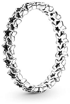 PANDORA 190029C00 Ring Damen Band Asymmetrische Sterne Sterling-Silber 52