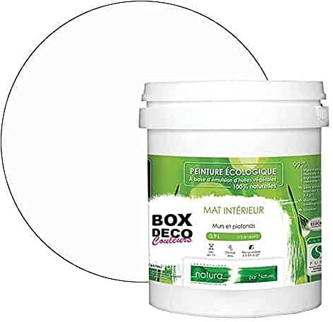 BOX DECO COULEURS Pintura de pared natural ecológica con aspecto mate interior Natura – 1 l/13 m², color blanco roto