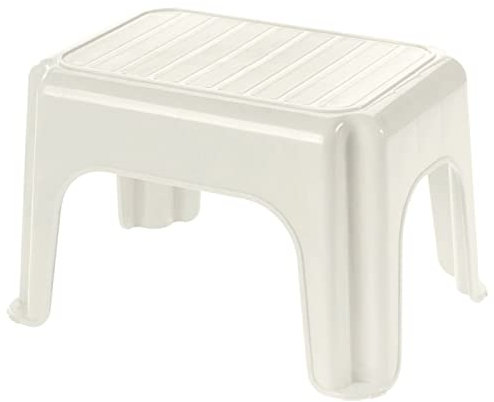 Tabouret en plastique, usage domestique, poids maximum 100 kg, tabouret, marchepied rehausseur léger, 18,4 x 26,5 x 18,5 cm, blanc
