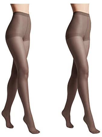 Conte elegant SOLO 20 DEN Set di 2 Collant da Donna Semiopachi, Resistenti - Collant da Donna Sottili con Slip Marcati - Calze Lisce - Taglia 3 - Grafite