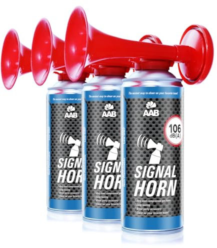 3x AABCOOLING Corne de Brume 106 dB(A) - Jusqu'à 120 Bips, Klaxon d'Urgence à Gaz Ininflammable, Klaxon Corne de Brume, Vuvuzela, Corne de Brume Bateau, Klaxon Pneumatique