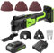 Greenworks Akku-Multifunktionswerkzeug, 24V Akku Multi-Cutter zum Entfernen, Schaben, Schneiden, Polieren, 6 Einstellbare Geschwindigkeiten, inkl. 2Ah-Batterie