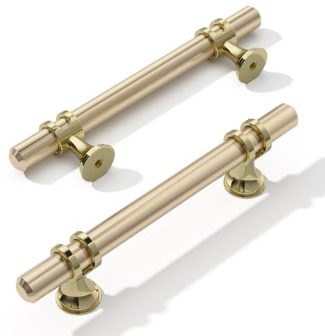 FURNIWARE 10 stycken möbelhandtag, 96 mm borrhålsavstånd möbelhandtag skåphandtag kök skåphandtag används för dörrhandtag till badrumsdörr garderob, guld oxiderat glänsande guld