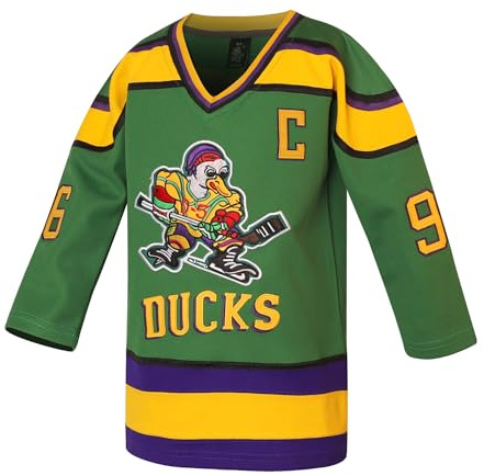 Youth Mighty Ducks Hockey Jerseys 96 Charlie Conway Tribute Embroidery Kids Ice Hockey Jersey (96Green, m)