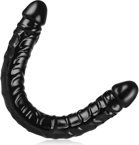 Riesiger Realistischer Schwarzer Doppeldildo für Doppelseitige Lesbische Anal G-Punkt Stimulator Sexspielzeug für Frauen Männer Paare Dildo Länge 33,5 cm Durchmesser 3,2 cm