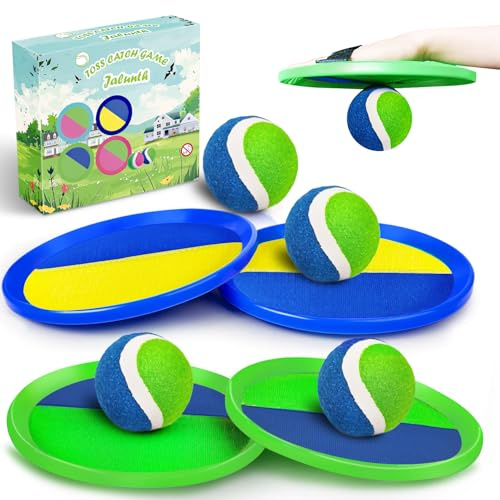 Jalunth Fånga Racketbollar Set - Kardborreband Spel Strand Hav Utomhus Trädgård Barn Flicka Barn Barn Baby Baby Vuxna Familjeksaker 2 3 4 5 6 7 8 10 12 År Påsk Present