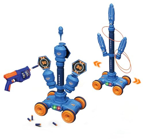 RedCrab 2 en 1 Juego de Tiro y Lanzamiento para Niños, Diana Eléctrica Automática con Luz y Sonido, Incluye 1 Pistola de Juguete y 8 Dardos de Espuma, Regalos Cumpleaños Navidad Juego