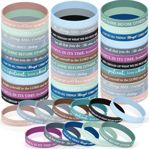 Jadive 36 Stück Bibelvers Armbänder Christliche Silikonarmbänder Motivationsgeschenke Jesus Armbänder mit Sprüchen Bibel Silikon Armreifen für Damen Herren Kommunion Erstkommunion Geschenk