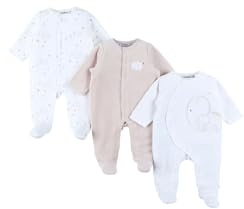 Noukie's Mixte Bébé Pack 3 Pyjamas Ensemble De Pijama, Éléphant, 0 Mois EU