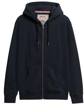 Superdry Herren Essential Logo Zip-Hoodie mit angerauter Innenseite Finster Marineblau XXL