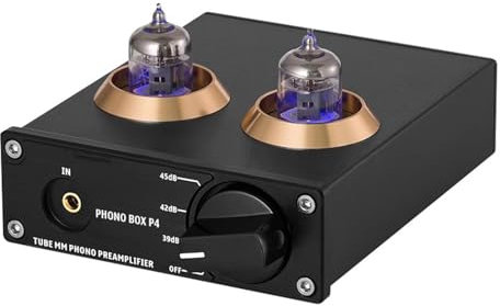 Preamplificador De Fono, Mini Preamplificador De Audio Estéreo De Alta Fidelidad, con Tubo De Vacío, con Control De Volumen Y Control De Graves/Agudos, para Tocadiscos Y Fonógrafo MM
