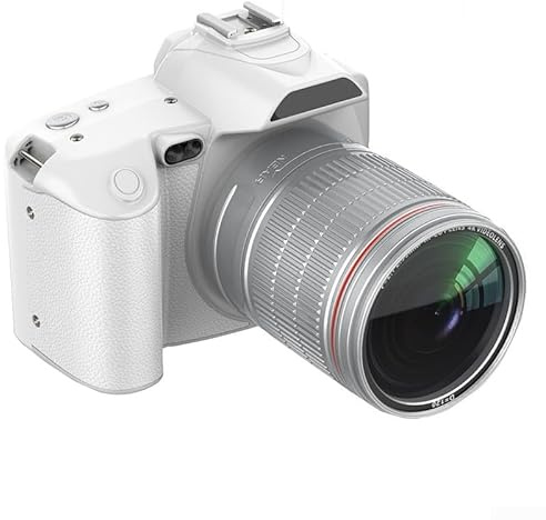 Cámara réflex digital profesional D5, zoom antivibración 16X con lentes duales frontales y traseras, Wi-Fi habilitado, pantalla táctil de 7,6 cm, fotografía con poca luz 4K F2,7 apertura (blanco)