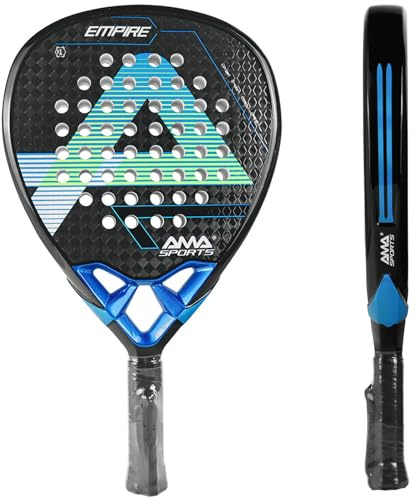 AMA SPORT Padel Racket 12K Carbon Fiber Surface with EVA Memory Flex Foam Core Padel Tennis Racket Lightweight Paddle Tennis Racquets (12K Blue)