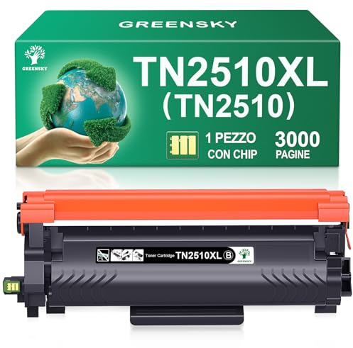 GREENSKY TN2510 TN2510XL Toner TN 2510XL TN-2510 XL Compatibile con Brother HL-L2400DWE HL-L2400DW HL-L2445DW DCP-L2627DWE MFC-L2800DW DCP-L2660DW DCP-L2665DW MFC-L2827DWXL MFC-L2860DWE (1 Nero)