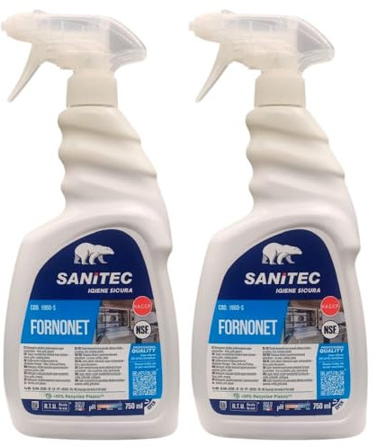 Fornonet, Detergente Alcalino Schiumogeno Super Concentrato per Forni, Grill e Piastre, Ideale per Togliere Residui di Grasso, Olio e Sporco di Cibo Bruciato, Flacone 750 ml (2 Unità)