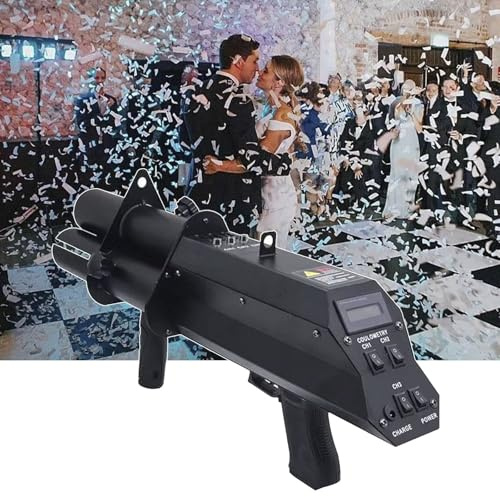 Cañón eléctrico de confeti, lanzador de mano de 3 disparos para efectos de escenario y fiestas de Halloween