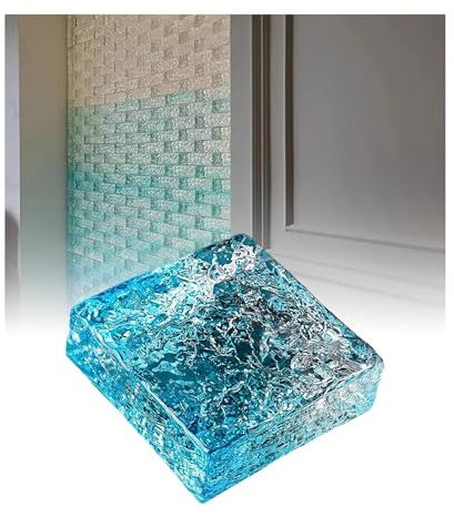 Dekorativa glasblock för väggar kristallklara rektangulära tegelstenar med värmeisolering för barhotell kontor (ljusblå)