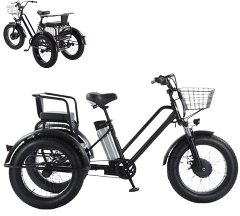 PRECISTECH Triciclo Eléctrico Potente para Adultos 250w, 3 Ruedas Nieve, Batería 48v, Fat Tire 20, Asiento Reforzado, Shopping Y Transporte De Cargas
