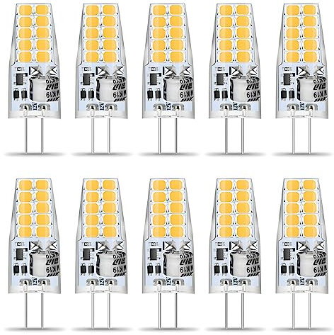 Wenscha G4 LED 3W ersetzt 30W Halogen, 3000K Warmweiß 300 Lumen, 360° Abstrahlwinkel Stiftsockel flimmerfrei, 10er Pack 12V nicht dimmbar (warmweißes, 12v-10pack)